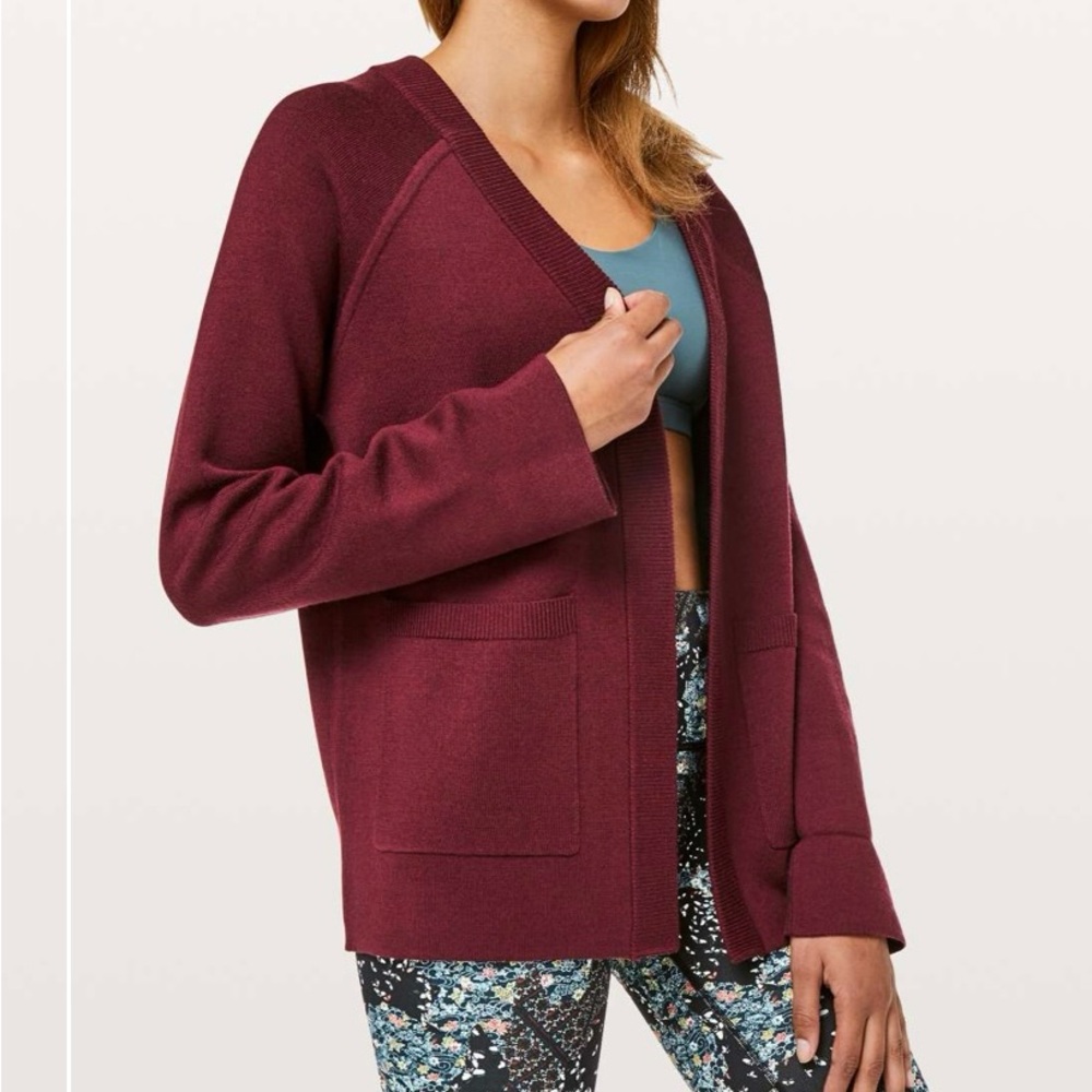 lululemon athletica Maroon Open-Front Knit Cardigan